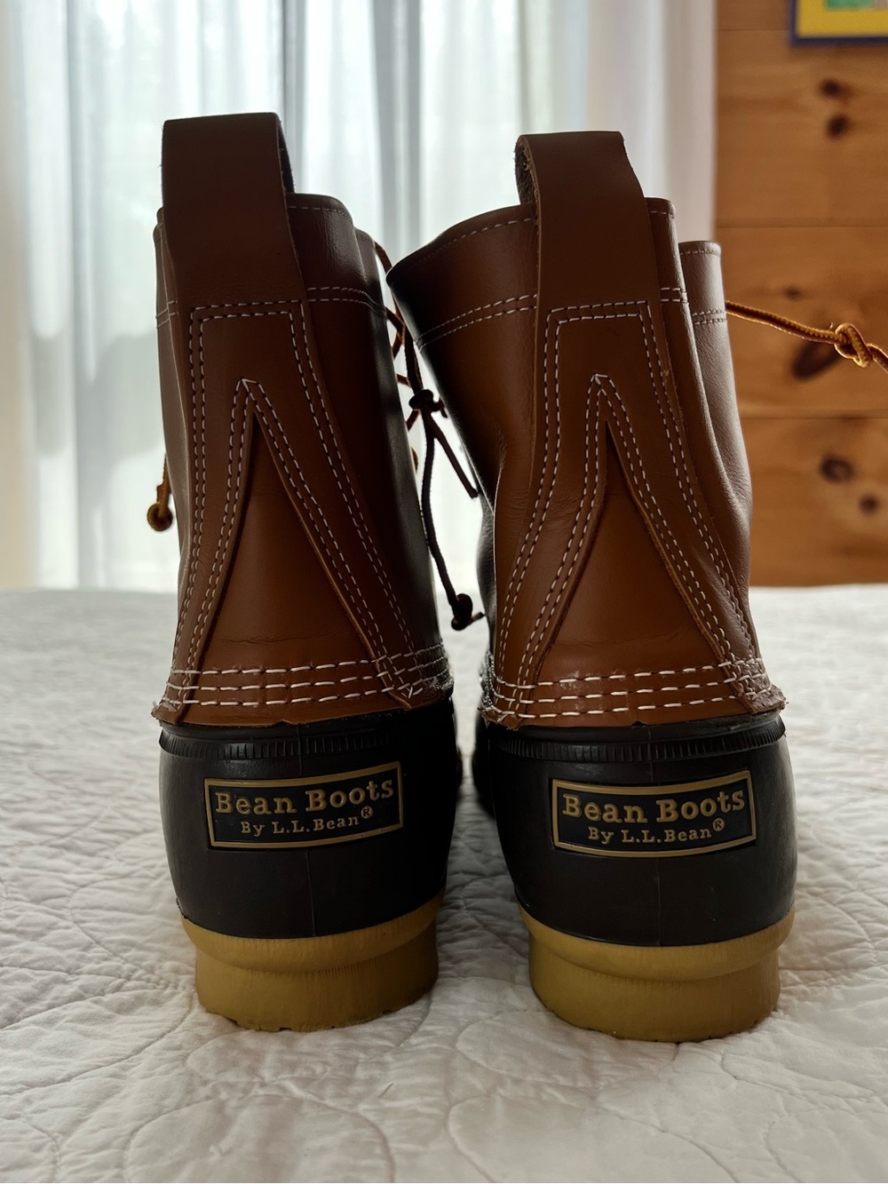 L.L. Bean Men's 12 Two-Tone Brown Waterproof Duck “Bean Boots” Rugged Woodscore - Picture 6 of 8